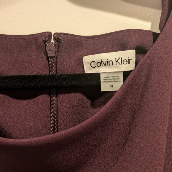 NWT Purple Calvin Klein Sleeveless Dress with Ruching, Size 14 - Picture 2 of 8